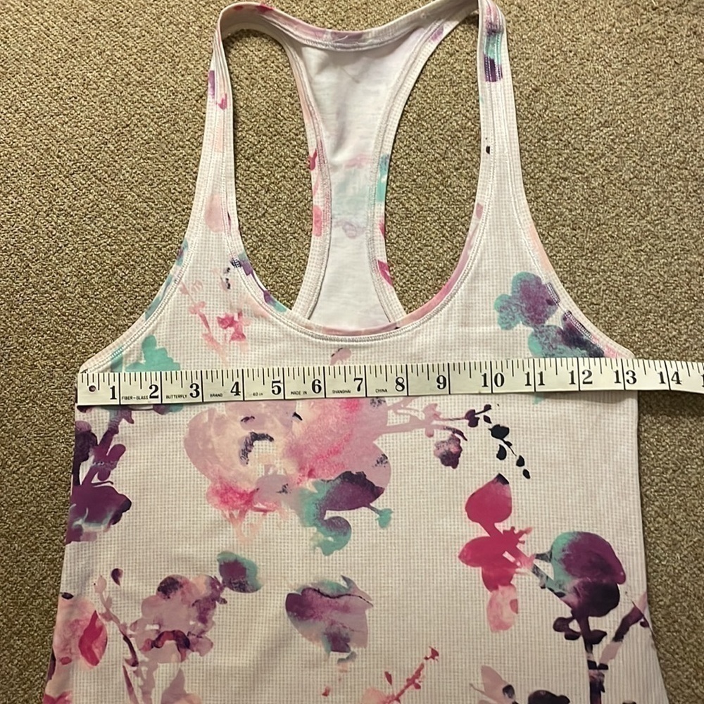 Lululemon Cool Racerback Blurred Blossoms Multi Colour Tank Size 2 - Picture 3 of 11